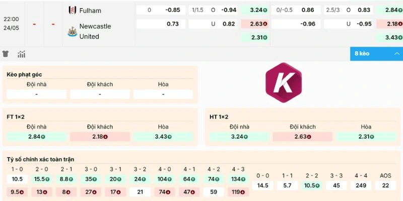Đánh giá odds Fulham vs Newcastle United